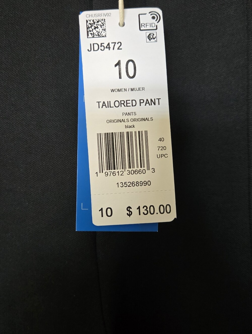 NWT Adidas Originals Tailored Trousers Black Size 10 Item# JD5472 - Picture 3 of 6